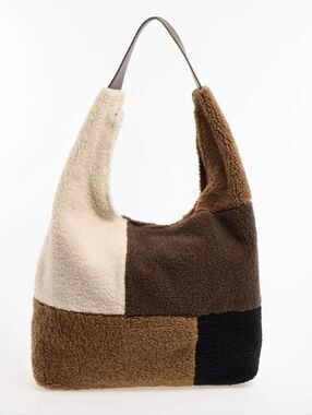 Steve Madden Patchwork Sherpa Hobo Handbag